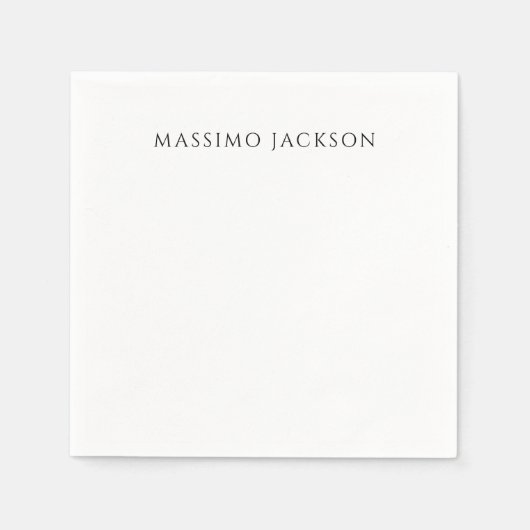 Own Name Calligraphy Chic Plain Simple Black White スタンダードカクテルナプキン (正面)