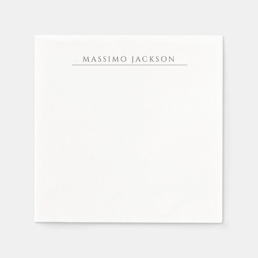 Own Name Calligraphy Chic Plain Simple Black White スタンダードカクテルナプキン (正面)