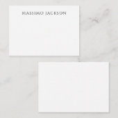 Own Name Calligraphy Chic Plain Simple Black White ノートカード (正面/裏面)