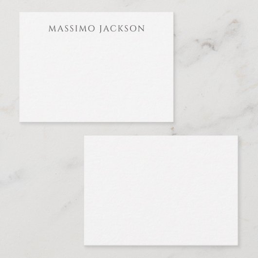 Own Name Calligraphy Chic Plain Simple Black White ノートカード (正面/裏面)