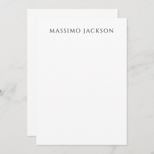 Own Name Calligraphy Chic Plain Simple Black White ノートカード (正面/裏面)