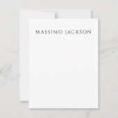 Own Name Calligraphy Chic Plain Simple Black White ノートカード (正面)