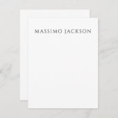 Own Name Calligraphy Chic Plain Simple Black White ノートカード (正面/裏面)