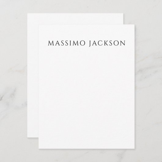 Own Name Calligraphy Chic Plain Simple Black White ノートカード (正面/裏面)