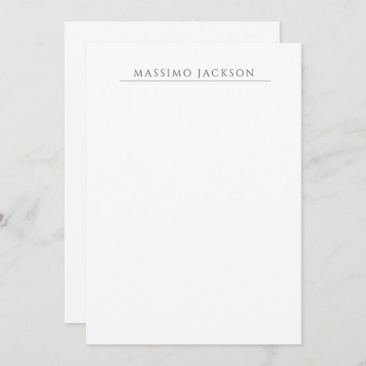 Own Name Calligraphy Chic Plain Simple Black White ノートカード (正面/裏面)