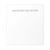 Own Name Calligraphy Chic Plain Simple Black White ノートパッド (正面)