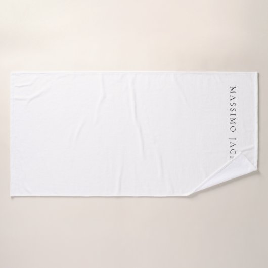 Own Name Calligraphy Chic Plain Simple Black White バスタオル (バスタオル)