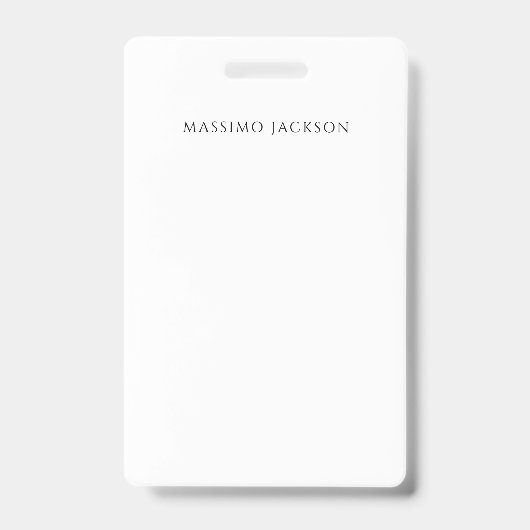 Own Name Calligraphy Chic Plain Simple Black White バッジ (正面)