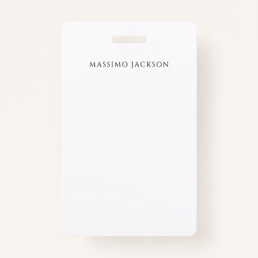 Own Name Calligraphy Chic Plain Simple Black White バッジ (正面)