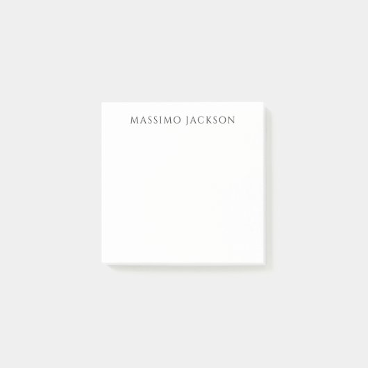 Own Name Calligraphy Chic Plain Simple Black White ポストイット (正面)