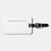 Own Name Calligraphy Chic Plain Simple Black White ラゲッジタグ (正面横)