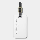 Own Name Calligraphy Chic Plain Simple Black White ラゲッジタグ (正面縦)