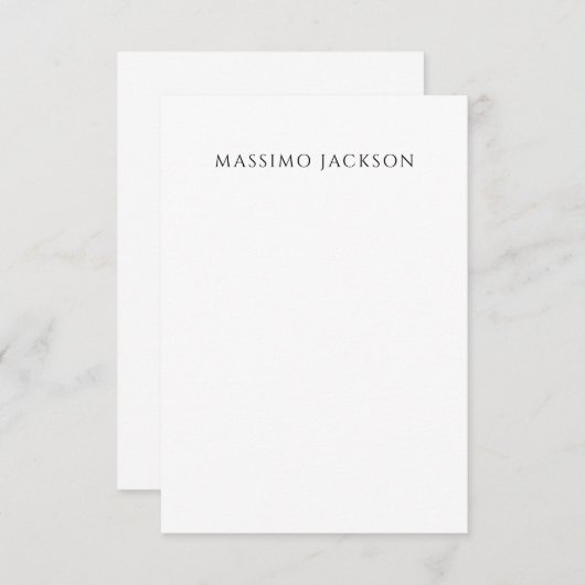 Own Name Calligraphy Chic Plain Simple Black White 出欠カード (正面/裏面)