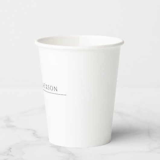 Own Name Calligraphy Chic Plain Simple Black White 紙コップ (左)