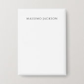 Own Name Calligraphy Chic Plain Simple Black White 缶バッジ (正面)