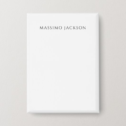 Own Name Calligraphy Chic Plain Simple Black White 缶バッジ (正面)