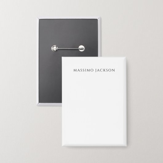 Own Name Calligraphy Chic Plain Simple Black White 缶バッジ (正面/裏面)