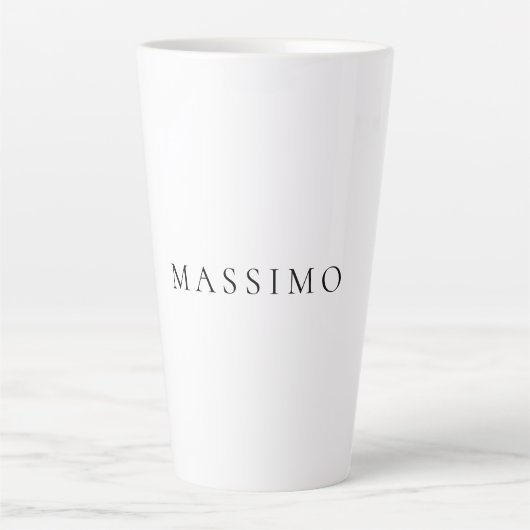 Own Name Decorative Chic Plain Simple Black White カフェラテマグ (正面)