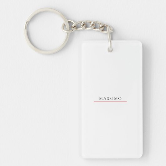 Own Name Decorative Chic Plain Simple Black White キーホルダー (正面)