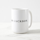 Own Name Decorative Chic Plain Simple Black White コーヒーマグカップ (正面右)