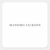 Own Name Decorative Chic Plain Simple Black White スクエアシール (正面)