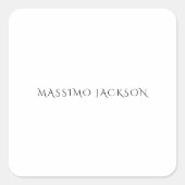 Own Name Decorative Chic Plain Simple Black White スクエアシール (正面)