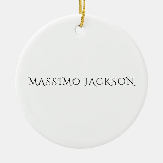 Own Name Decorative Chic Plain Simple Black White セラミックオーナメント (正面)