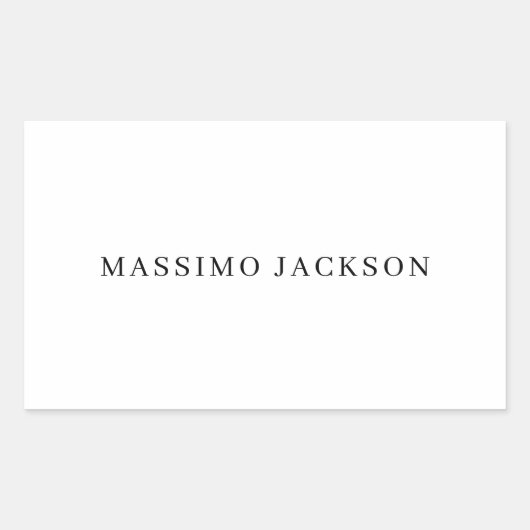 Own Name Decorative Chic Plain Simple Black White 長方形シール (正面)