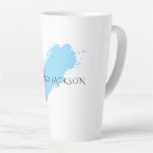 Own Name Decorative Chic Plain Simple Blue White カフェラテマグ (右アングル)