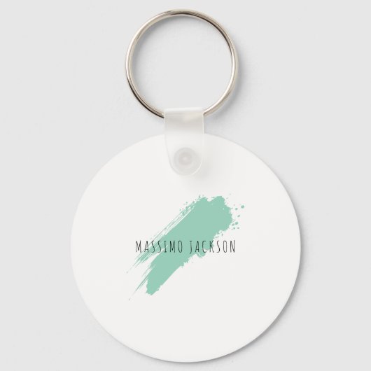 Own Name Decorative Chic Plain Simple Blue White キーホルダー (正面)