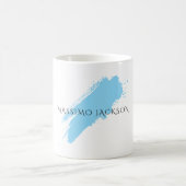 Own Name Decorative Chic Plain Simple Blue White コーヒーマグカップ (中央)