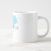 Own Name Decorative Chic Plain Simple Blue White ジャンボコーヒーマグカップ (右)