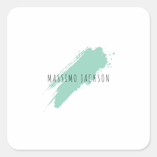 Own Name Decorative Chic Plain Simple Blue White スクエアシール (正面)