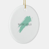 Own Name Decorative Chic Plain Simple Blue White セラミックオーナメント (右)