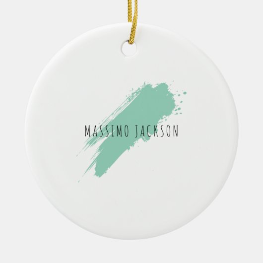 Own Name Decorative Chic Plain Simple Blue White セラミックオーナメント (正面)