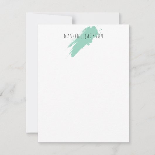 Own Name Decorative Chic Plain Simple Blue White ノートカード (正面)