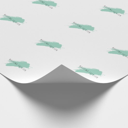 Own Name Decorative Chic Plain Simple Blue White ラッピングペーパー (角)