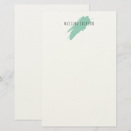 Own Name Decorative Chic Plain Simple Blue White 便箋 (正面/裏面)