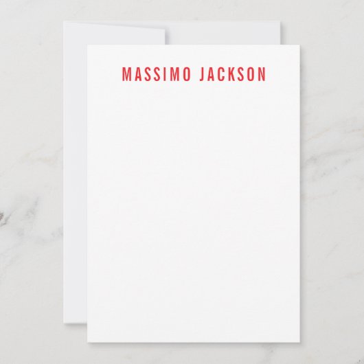 Own Name Decorative Chic Plain Simple Red White ノートカード (正面)