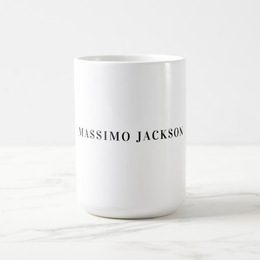 Own Name Decorative Minimalist Plain Black White コーヒーマグカップ (中央)