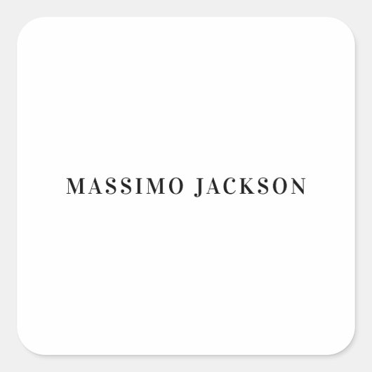 Own Name Decorative Minimalist Plain Black White スクエアシール (正面)