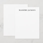 Own Name Decorative Minimalist Plain Black White ノートカード (正面/裏面)