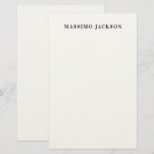 Own Name Decorative Minimalist Plain Black White 便箋 (正面/裏面)
