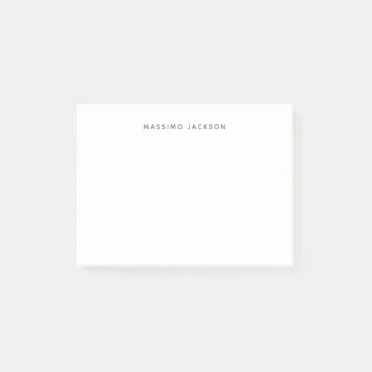 Own Name Minimalist Modern Plain Black White ポストイット (正面)