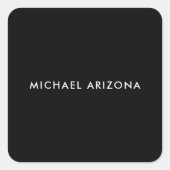 Own Name Modern Minimalist Plain Black White スクエアシール (正面)