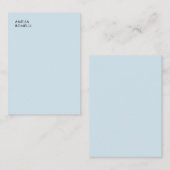 Own Name Modern Minimalist Professional Plain Blue ノートカード (正面/裏面)