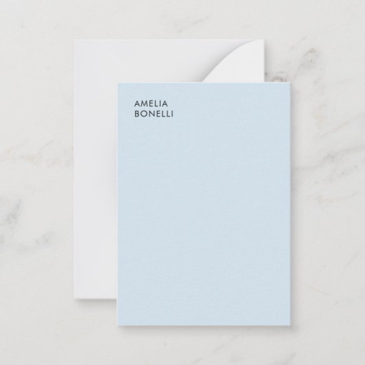 Own Name Modern Minimalist Professional Plain Blue ノートカード (正面)