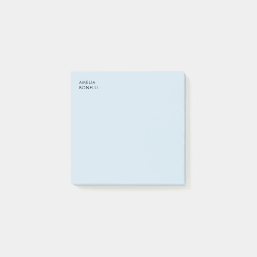 Own Name Modern Minimalist Professional Plain Blue ポストイット (正面)