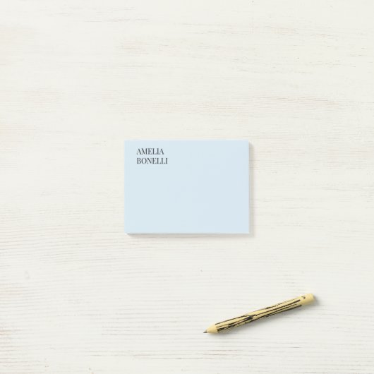 Own Name Modern Minimalist Professional Plain Blue ポストイット (デスク上)