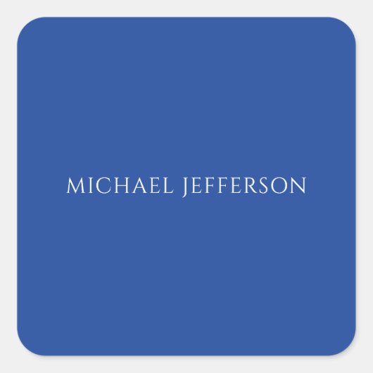 Own Name Plain Blue Color Personalized Custom スクエアシール (正面)
